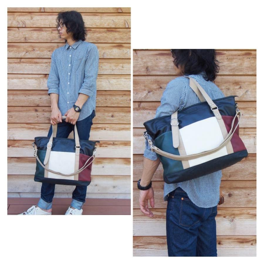ジョリーフルール　マイリトルテイラー　軒先マーケット　前ポケ合皮ビックトート⑰ DOPE&DRAKKAR＋HIS-FACTORY】Beach Leather Shoulder Bag | 藤巻