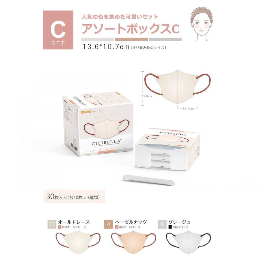 マスク 小顔マスク 立体 不織布 立体マスク バイカラーマスク 不織布マスク 高評価 ３Dマスク アソートボックス 30枚 ×1箱 くちばし シシベラ cicibellaマスク | CICIBELLA | 03