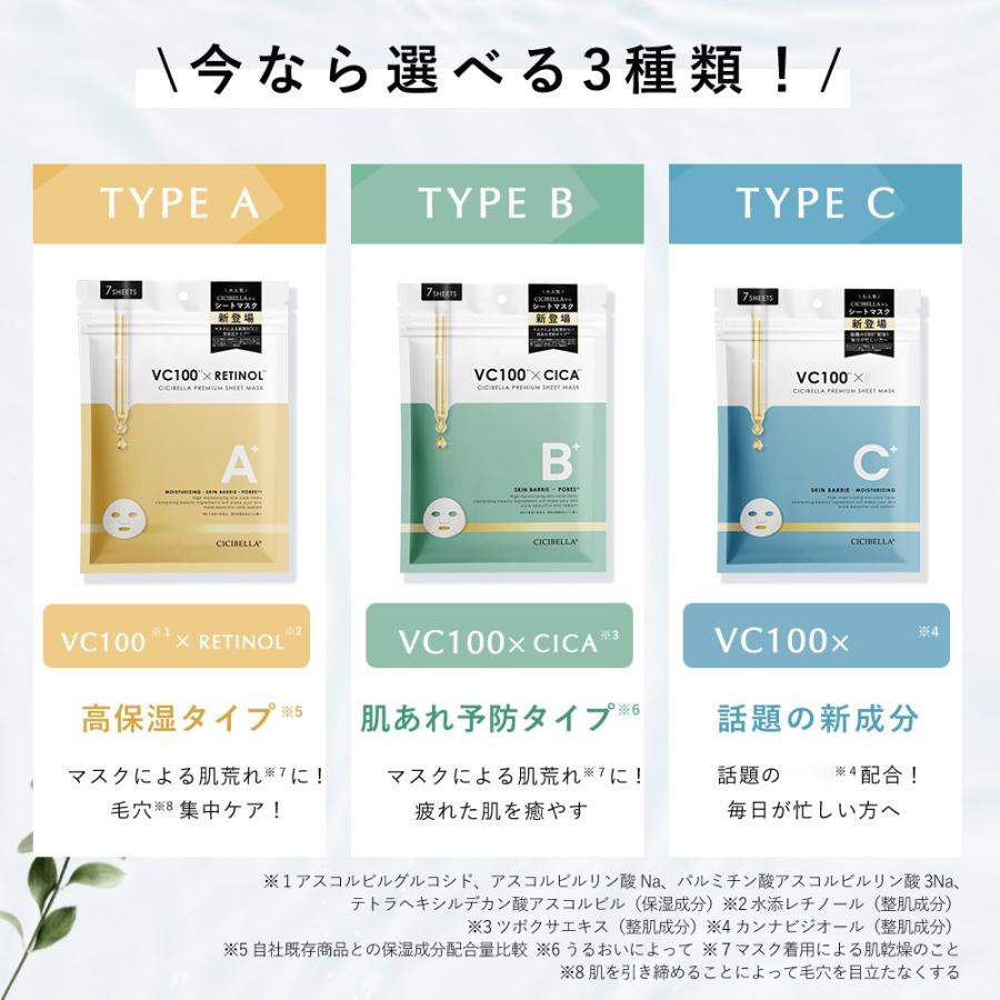 CICIBELLA シートマスク 7枚 大容量 高保湿 CICA フェイスマスク CICIBELLA シートマスク 7枚 大容量 高保湿 CICA フェイスマスク