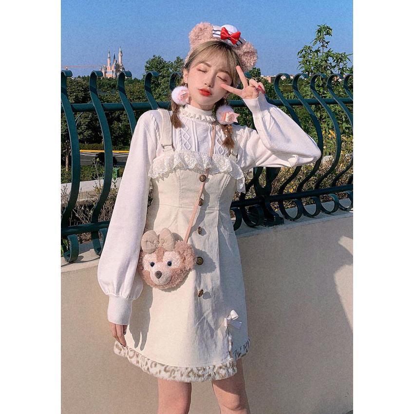 レトロ ガーリー コーデュロイ ジャンスカ ワンピース 長袖 レオパードファー ワンピ 原宿系 ゆめかわいい Bobon21 ボボンニジュウイチ D1944 D1944 Bobon21 通販 Yahoo ショッピング