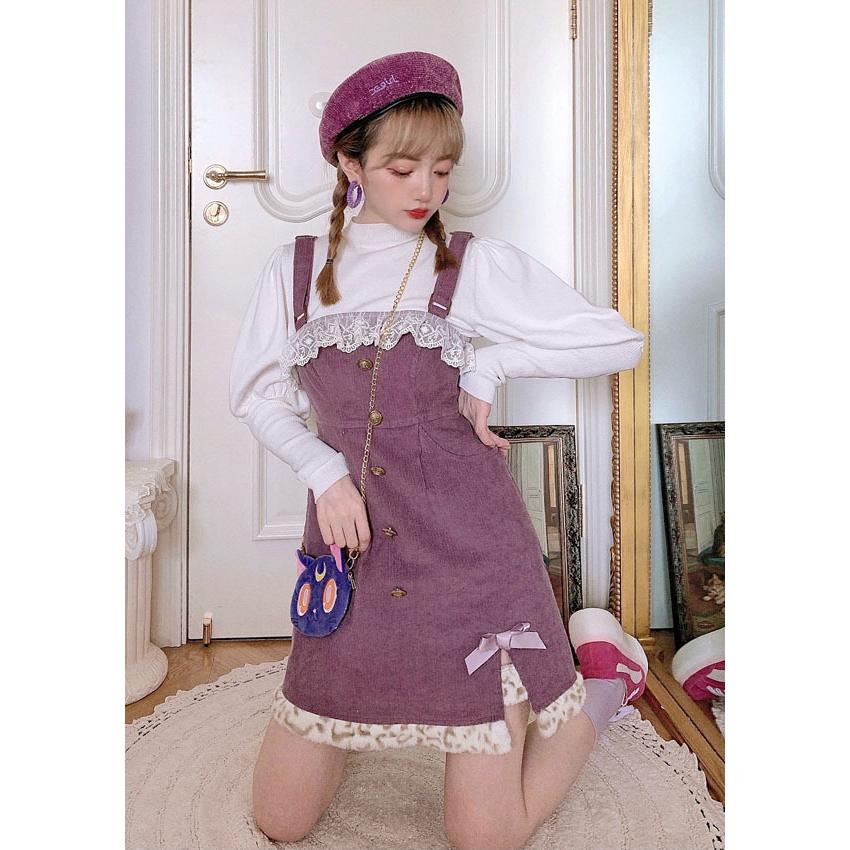 レトロ ガーリー コーデュロイ ジャンスカ ワンピース 長袖 レオパードファー ワンピ 原宿系 ゆめかわいい Bobon21 ボボンニジュウイチ D1944 D1944 Bobon21 通販 Yahoo ショッピング