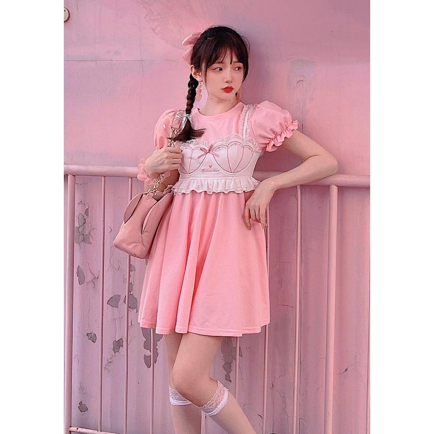 ビスチェ On レイヤード風 ワンピース 地雷系 原宿系 やみかわいい ゆめかわいい Bobon21 ボボンニジュウイチ D42 D42 Bobon21 通販 Yahoo ショッピング