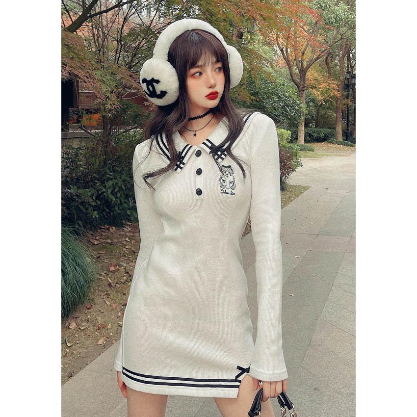 スリム見え セーラー ニット ワンピース 地雷系 原宿系 量産型 やみかわいい ゆめかわいい Bobon21 ボボンニジュウイチ D2106 D2106 Bobon21 通販 Yahoo ショッピング