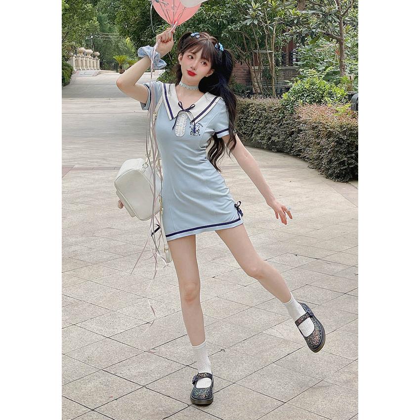 リボンカラー スリム Look セーラー ワンピース 地雷系 原宿系 量産型 参戦服 やみかわいい ゆめかわいい Bobon21 ボボンニジュウイチ D2155 D2155 Bobon21 通販 Yahoo ショッピング