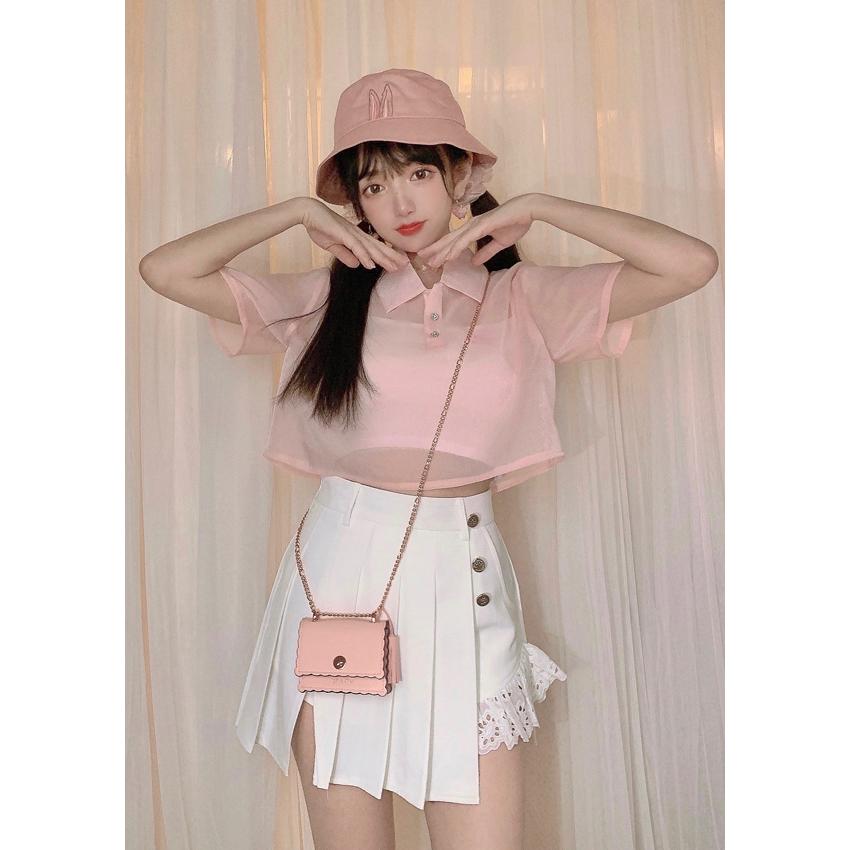 シースルー シャイニー シャツ キャミ付き トップス 半袖 レディース 白 ピンク 黒 原宿系 ゆめかわいい ファッション ボボンニジュウイチ T18 T18 Bobon21 通販 Yahoo ショッピング