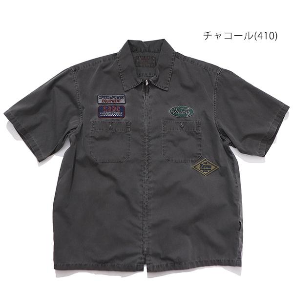 アヴィレックス【AVIREX】783-6123004《A.A.R.C》FADED PATCHED S/S ZIP WORK SHIRT ジップ ワークシャツ 半袖 ワッペン 刺繍 メンズ ミリタリー ヴィンテージの画像