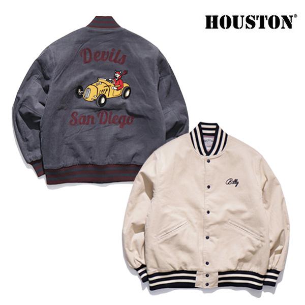 爆買 ヒューストン【HOUSTON】51567 CORDUROY STADIUM JACKET コーデュロイスタジアムジャケット スタジャン アウター コットン チェーン刺繍 バックデザイン