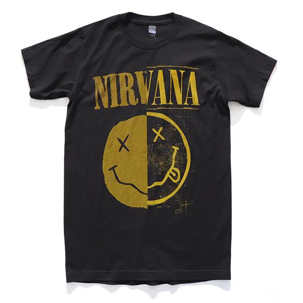 ニルヴァーナ【NIRVANA】SS TEE 2TONE BLACK スマイル 半袖 Tシャツ