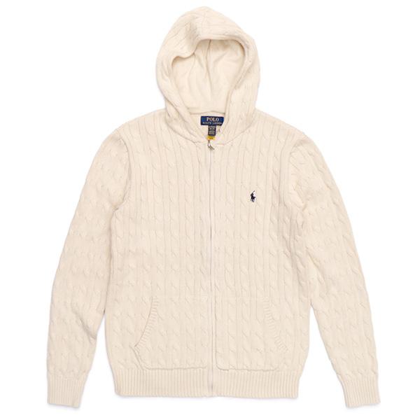 ポロラルフローレン フルジップニットパーカー ビッグポニー ホワイト POLO RALPH LAUREN - POLO RALPH LAUREN ラルフローレン ビッグポニー