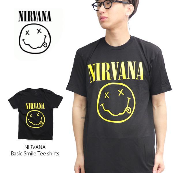 ニルヴァーナ【NIRVANA】SS TEE Tシャツ ブラック スマイル にこちゃん ベーシック ロックT バンドT ロックバンド アメリカ メンズ 半袖 US規格【ネコポス発送】 | 