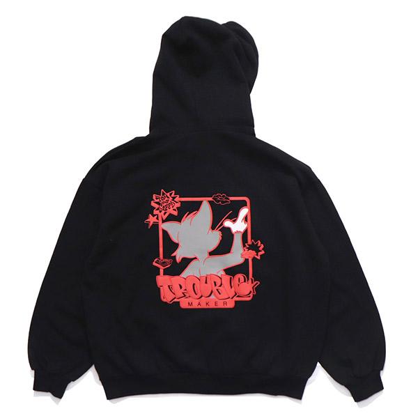 爆買 シークエンズ【SEQUENZ】TJ GRAFFITI ZIP P/K トムとジェリー オーバーサイズ 裏起毛 スウェット ジップパーカー フーディ バックプリント ユニセックス | SEQUENZE | 04