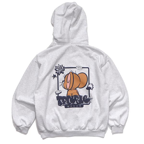 爆買 シークエンズ【SEQUENZ】TJ GRAFFITI ZIP P/K トムとジェリー オーバーサイズ 裏起毛 スウェット ジップパーカー フーディ バックプリント ユニセックス | SEQUENZE | 09