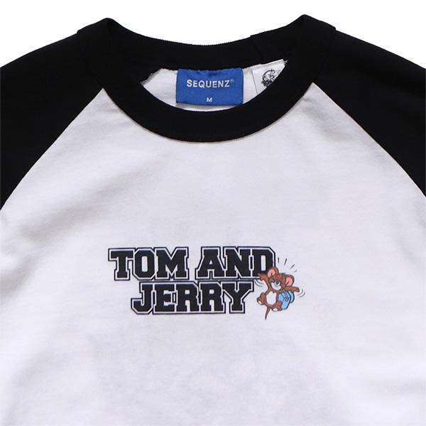 シークエンズ【SEQUENZ】TJ HEART VINTAGE RAGLAN TEE トムとジェリー ラグランTシャツ 長袖 クルーネック ロンT プリント 刺繍 ユニセックス【ネコポス発送】 | SEQUENZE | 03