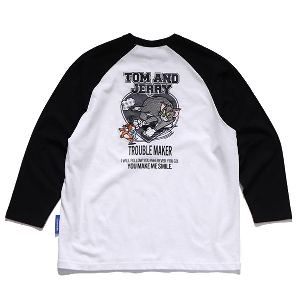 シークエンズ【SEQUENZ】TJ HEART VINTAGE RAGLAN TEE トムとジェリー ラグランTシャツ 長袖 クルーネック ロンT プリント 刺繍 ユニセックス【ネコポス発送】 | SEQUENZE | 07