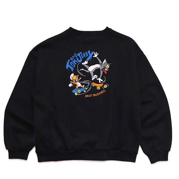 シークエンズ【SEQUENZ】TJ SKATE BOARD C/N SWEAT トムとジェリー スウェット クルーネック トレーナー 刺繍 裏起毛 バックデザイン キャラクター ユニセックス | SEQUENZE | 05