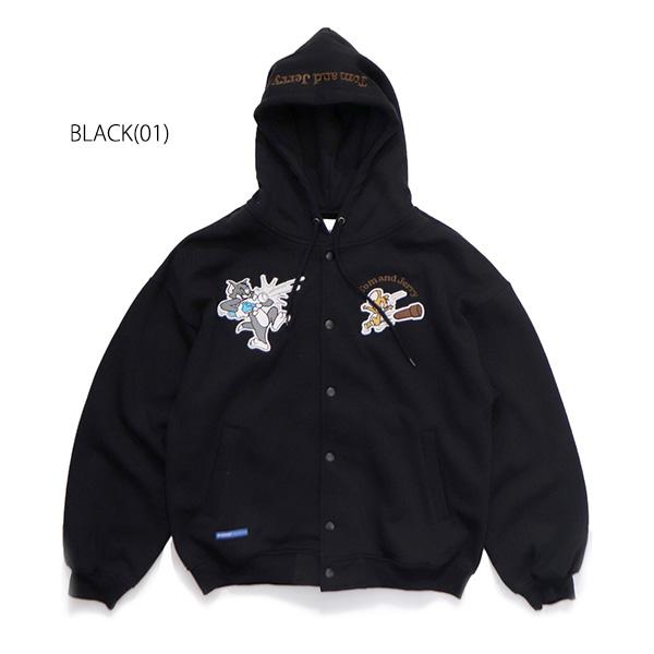 シークエンズ【SEQUENZ】TJ RAMUNE SHOT SNAP HOODIE トムとジェリー スナップフーディ パーカー 刺繍 裏起毛 ユニセックス キャラクター ストリート | SEQUENZE | 03