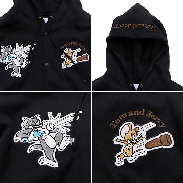 シークエンズ【SEQUENZ】TJ RAMUNE SHOT SNAP HOODIE トムとジェリー スナップフーディ パーカー 刺繍 裏起毛 ユニセックス キャラクター ストリート | SEQUENZE | 05