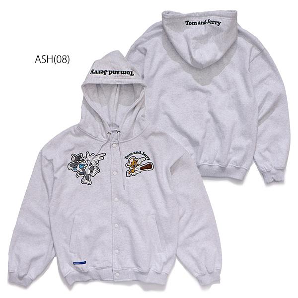 シークエンズ【SEQUENZ】TJ RAMUNE SHOT SNAP HOODIE トムとジェリー スナップフーディ パーカー 刺繍 裏起毛 ユニセックス キャラクター ストリート | SEQUENZE | 06