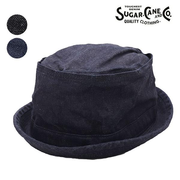 2026新品¥9790★シュガーケーン10ozデニムポークパイハットLブラック SUGAR CANE シュガーケーン【SUGAR CANE】10oz. DENIM PORKPIE HAT