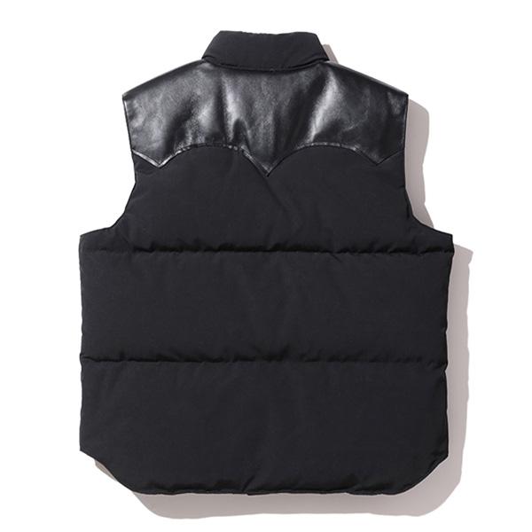 シュガーケーン【SUGAR CANE】SC15222 LEATHER YOKE T/C DOWN VEST ダウンベスト ワークベスト レザー オリーブ ブラック メンズ ジャケット アウター｜bobsstore｜05