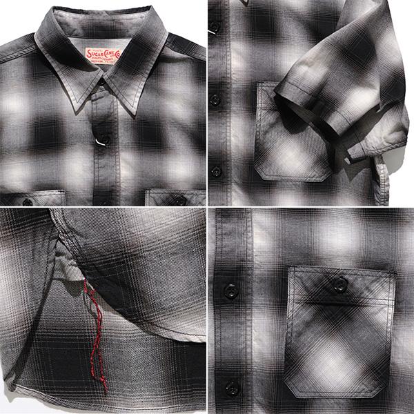 SUGAR CANE シュガーケーン【SUGAR CANE】COTTON OMBRE CHECK S/S OPEN