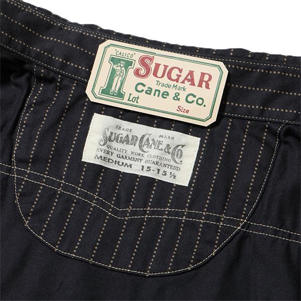 シュガーケーン【SUGAR CANE】SC39702 / FICTION ROMANCE 8.5oz. BLACK WABASH STRIPE WORK SHIRT (SHORT SLEEVE) ワークシャツ 半袖 ストライプ メンズの画像