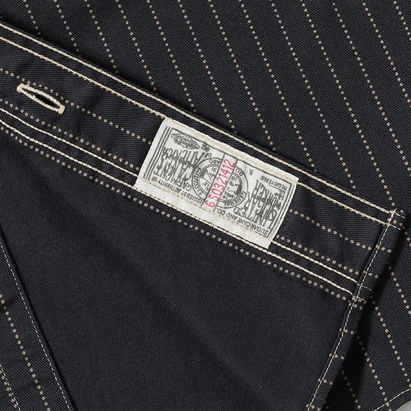 シュガーケーン【SUGAR CANE】SC39702 / FICTION ROMANCE 8.5oz. BLACK WABASH STRIPE WORK SHIRT (SHORT SLEEVE) ワークシャツ 半袖 ストライプ メンズの画像
