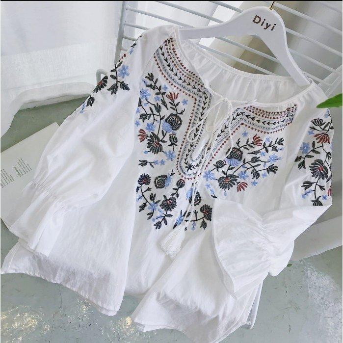 エスニック刺繍ナチュラルリネンブラウスかわいい花柄刺繍シャツブラウストップスレディース刺繍ブラウス Boc Boccastore 通販 Yahoo ショッピング