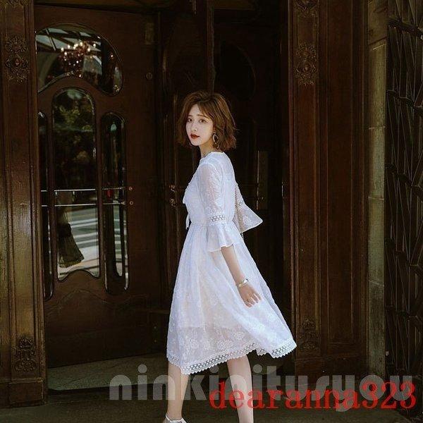 ニットワンピースレディースロングｔシャツワンピースきれいめ冬長袖結婚式ロングミディアム七分袖長袖リボンレース花柄白 Boc Boccastore 通販 Yahoo ショッピング