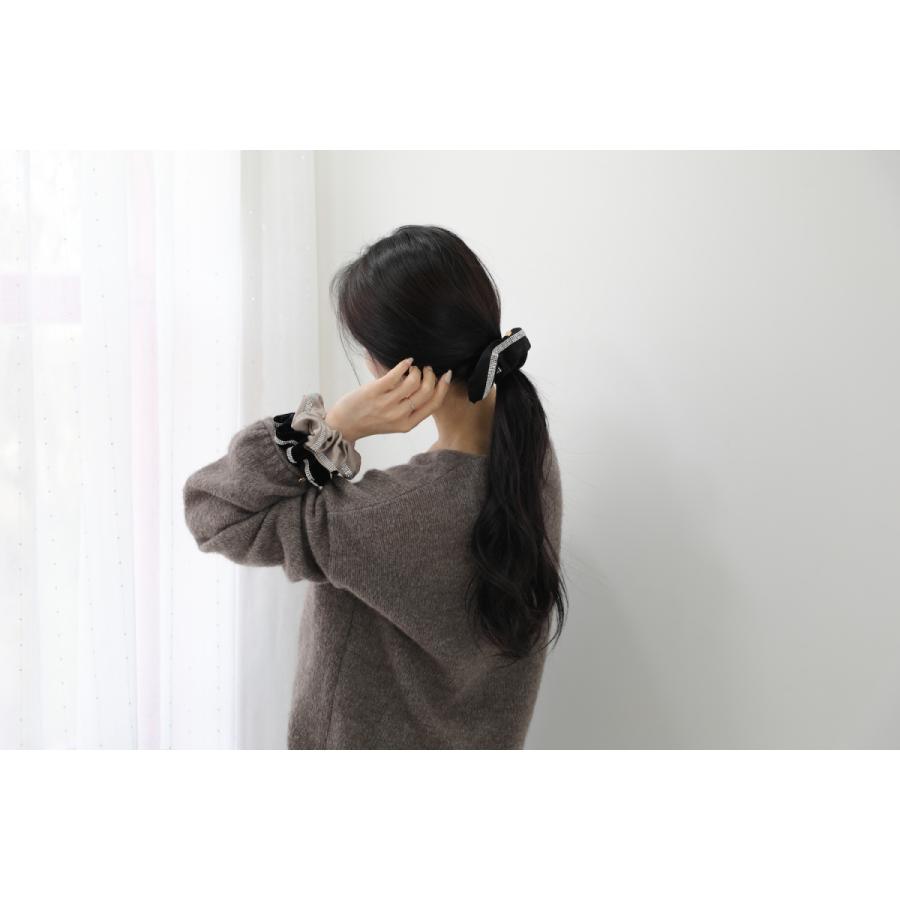 [限定品]at.ginza クリスタルラインベロアシュシュ AT01 ヘアゴム おしゃれ かわいい レディース 女性 上品 キラキラ  プレゼント お返し 人気 |  | 03