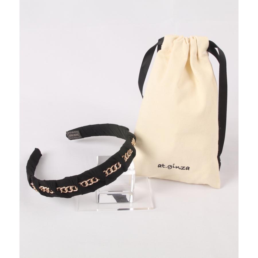 at.ginza　ゴールドチェーンカチューシャ ブラック　おしゃれ かわいい レディース 女性 上品 誕生日 プレゼント 人気　ヘアアクセサリー | 