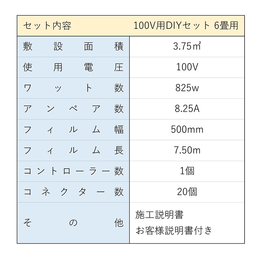 設置簡単 100V 電気式床暖房 DIY 6畳用 EXCEL 「電気式床暖房 6畳