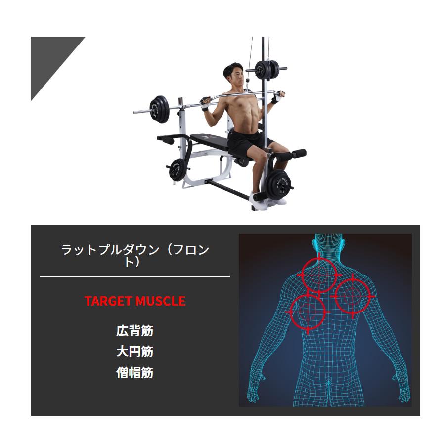 レッドホームビルダーパックII /ラット付：ラバーバーベル100kg │ ベンチプレス マシンセット 100kg バーベル セット トレーニングベンチ ダンベル｜body-design｜05