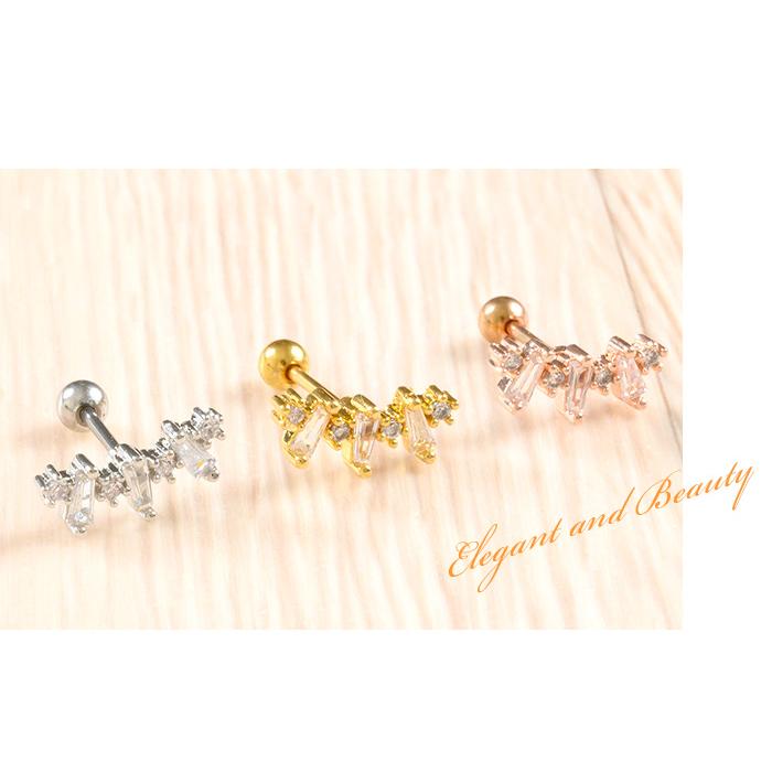 Body-Style 両耳セットピアス 0.8mm かわいい 沿うピアス Body-Style 両耳セットピアス 0.8mm かわいい 沿うピアス