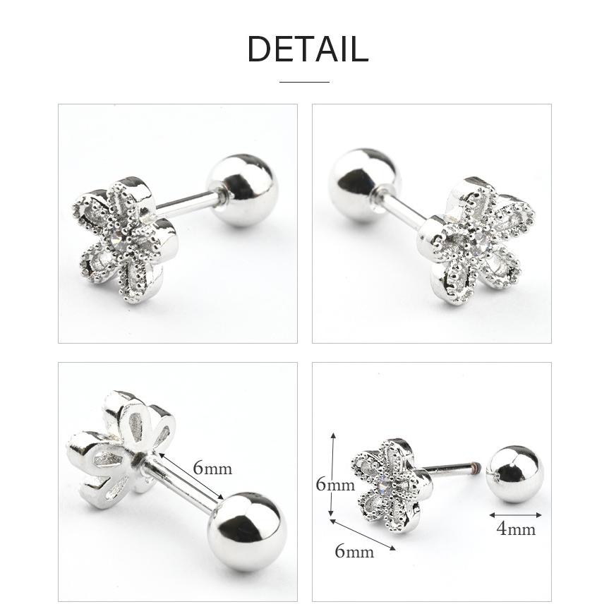 Body-Style 両耳セット ピアス 0.8mm 花 フラワー 金属 Body-Style 両耳セット ピアス 0.8mm 花 フラワー 金属