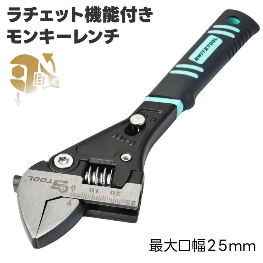 スイスツール SWITZTOOL ラチェットモンキー 最大口幅25mm ラチェット