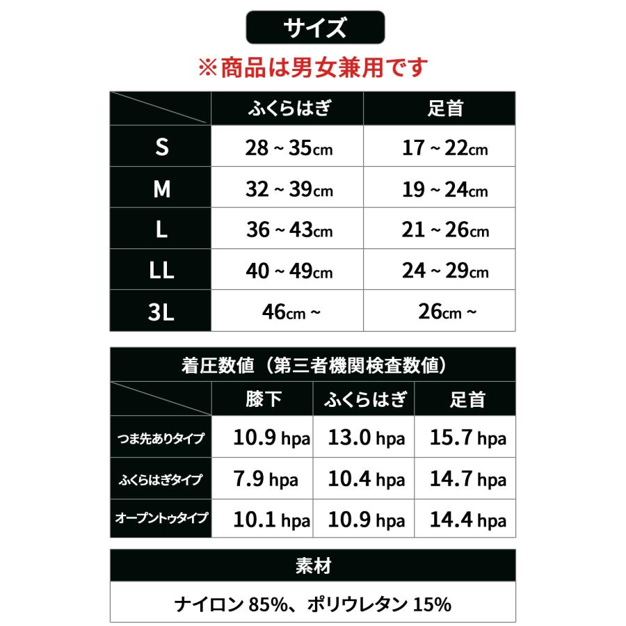 一般医療機器 着圧ソックス 医療用 ふくらはぎサポーター 男女兼用 締 メディカル 弾性ストッキング エコノミー クラス 症候群 車中泊 靴下 黒 爆買 | ブランド登録なし | 19