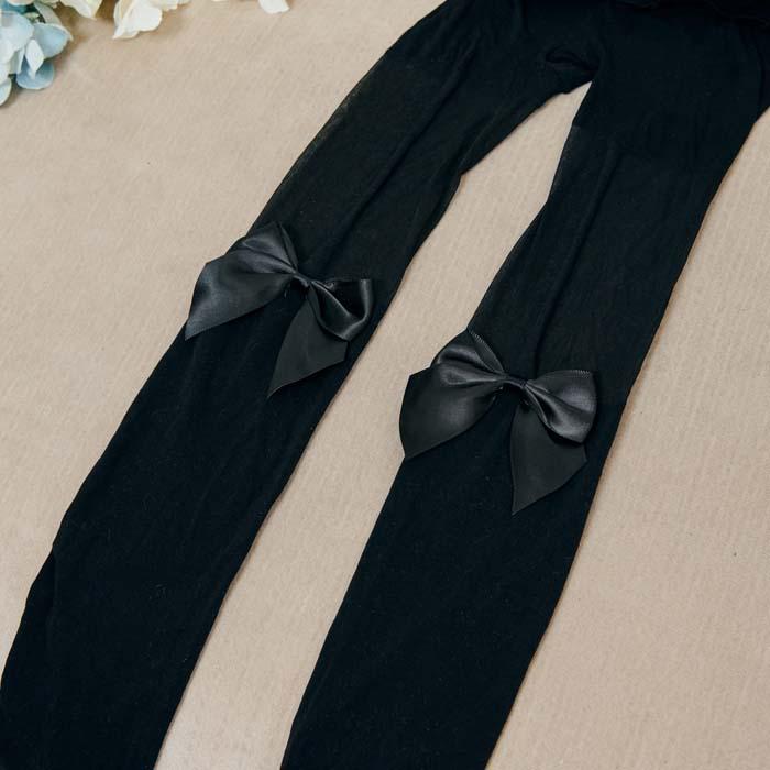 ロリィタ タイツ レディース 大きいサイズ ゴスロリ ロリータ タイツ 黒 ブラック リボン 前リボン付き黒タイツ Lgtt 0486x コスプレ ロリータ専門店bodyline 通販 Yahoo ショッピング