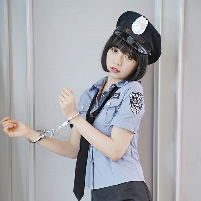 大人 コスプレ 警察官 手錠 帽子付き ハロウィン 衣装 柔らかな質感の