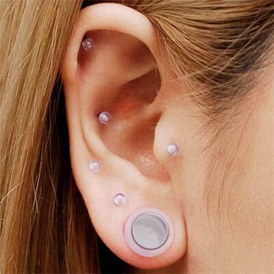 ピアス キャッチ 拡張ピアス 16g 透明ボール クリアボール ボディ