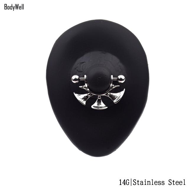 ボディピアス 14G ステンレスピアス ハーフクロス ニップル