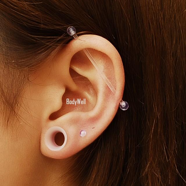 透明ピアス 16ｇ インダストリアル ロングバーベル Bodywell 通販 Yahoo ショッピング