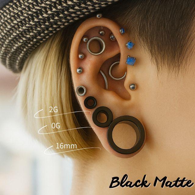 ボディピアス マットブラック つや消し 16mm 18mm 20mm ステンレス