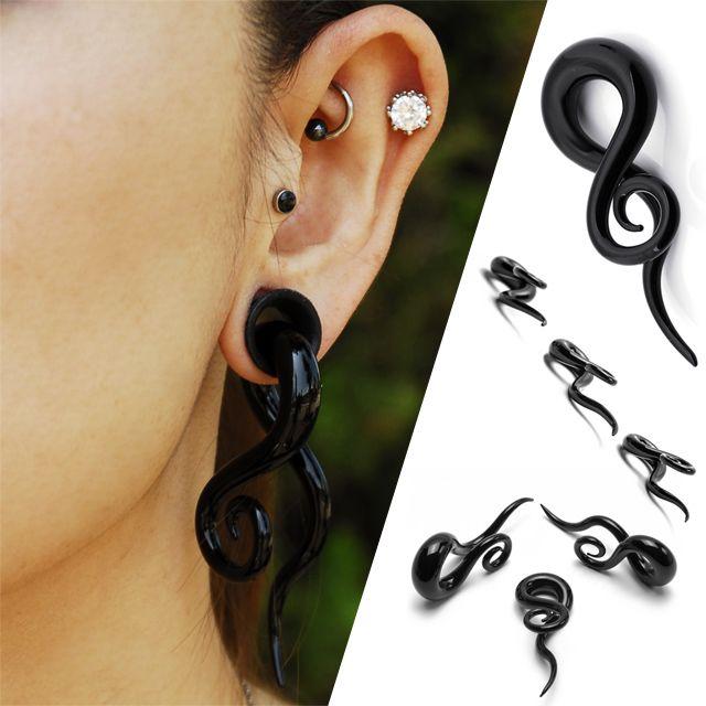 送料無料 ボディピアス 2G ブラック スクイッド ガラス フックピアス