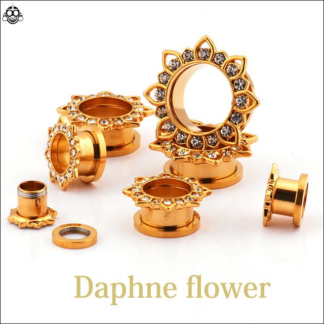 ボディピアス 12mm 14mm 早い者勝ち Daphne odora フラワー ゴールドピアス フレッシュトンネル 拡張ピアス ロブ｜bodywell｜03