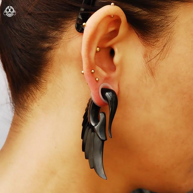 0G00G Black Angel Wing フックピアス 羽根ピアス ボディピアス
