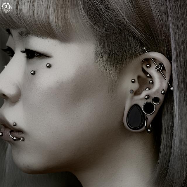 ボディピアス 12mm 14mm ティアドロップ 天然石ピアス ブラック