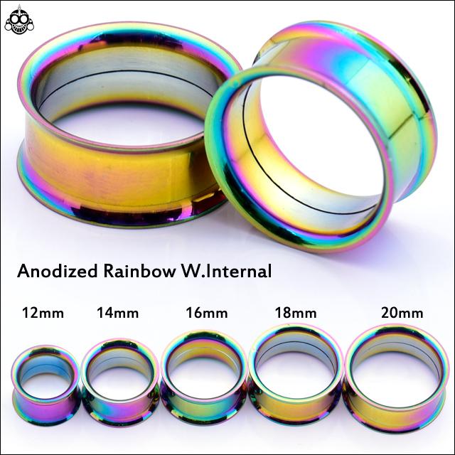 ボディピアス 20mm 22mm チタン レインボー インターナル ダブルフレア