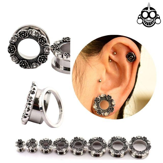 ボディピアス 14mm 16mm ROSE クリスタル 薔薇ピアス フレッシュ