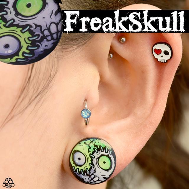 ボディピアス 18mm 20mm FREAK SKULL スカルピアス アクリルピアス